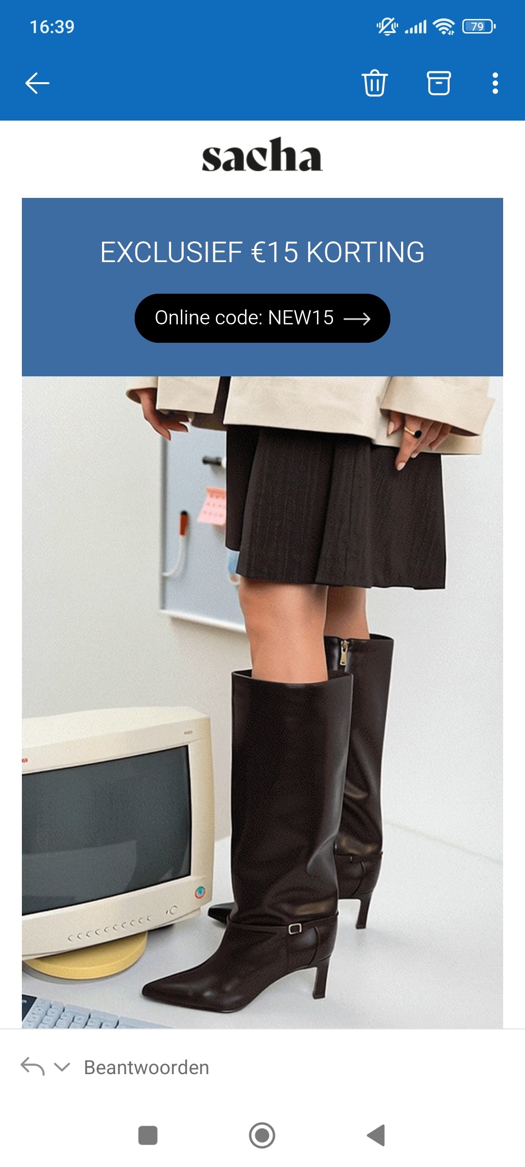 €15 korting sacha