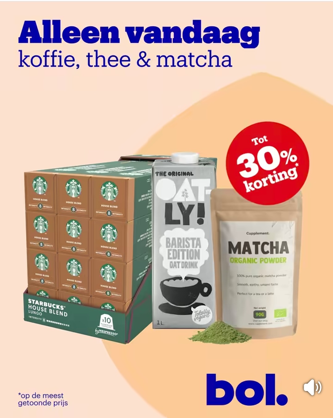 Koffie, thee en Matcha vandaag aan 30% bij bol