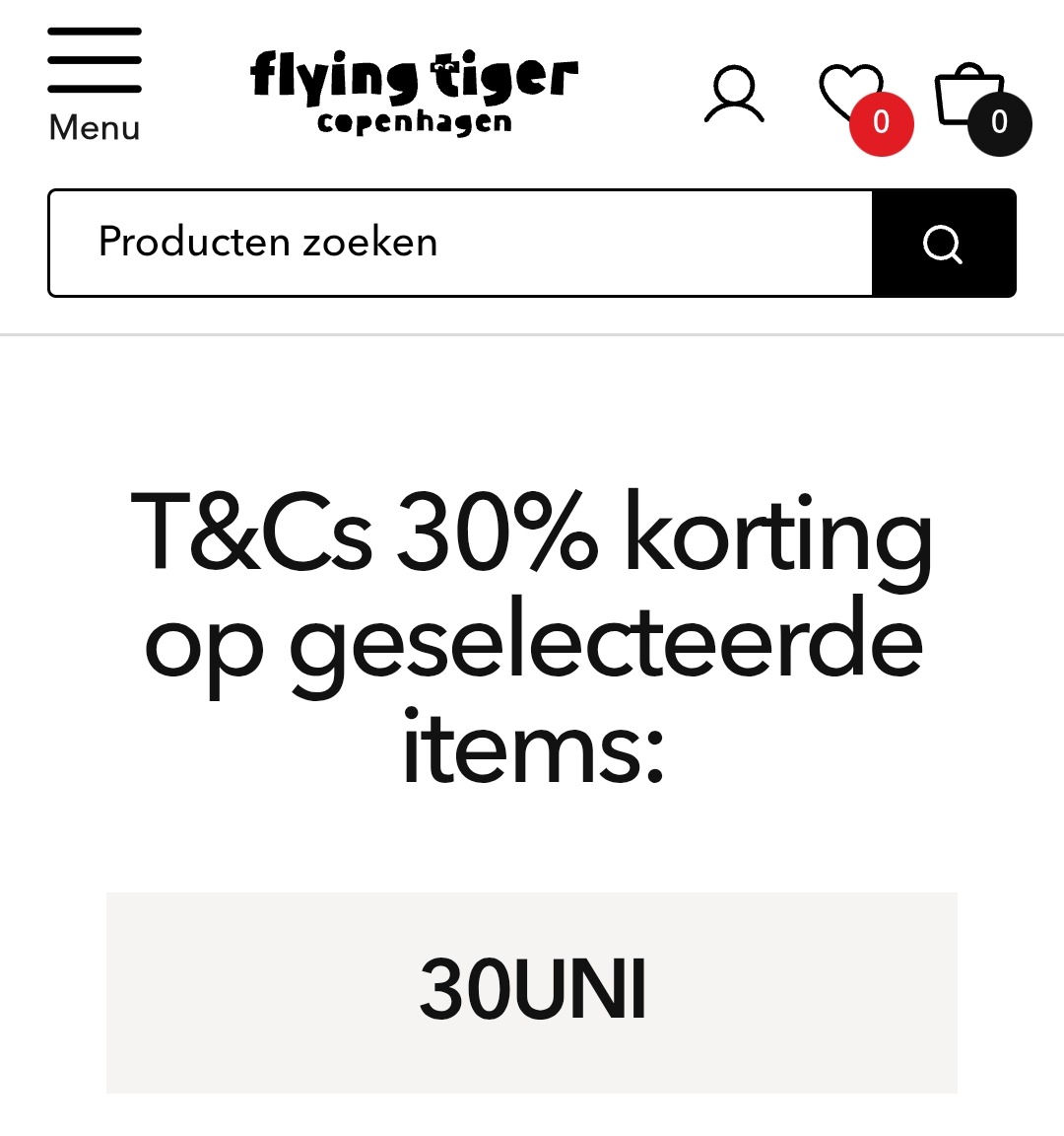 30% bij Flying Tiger