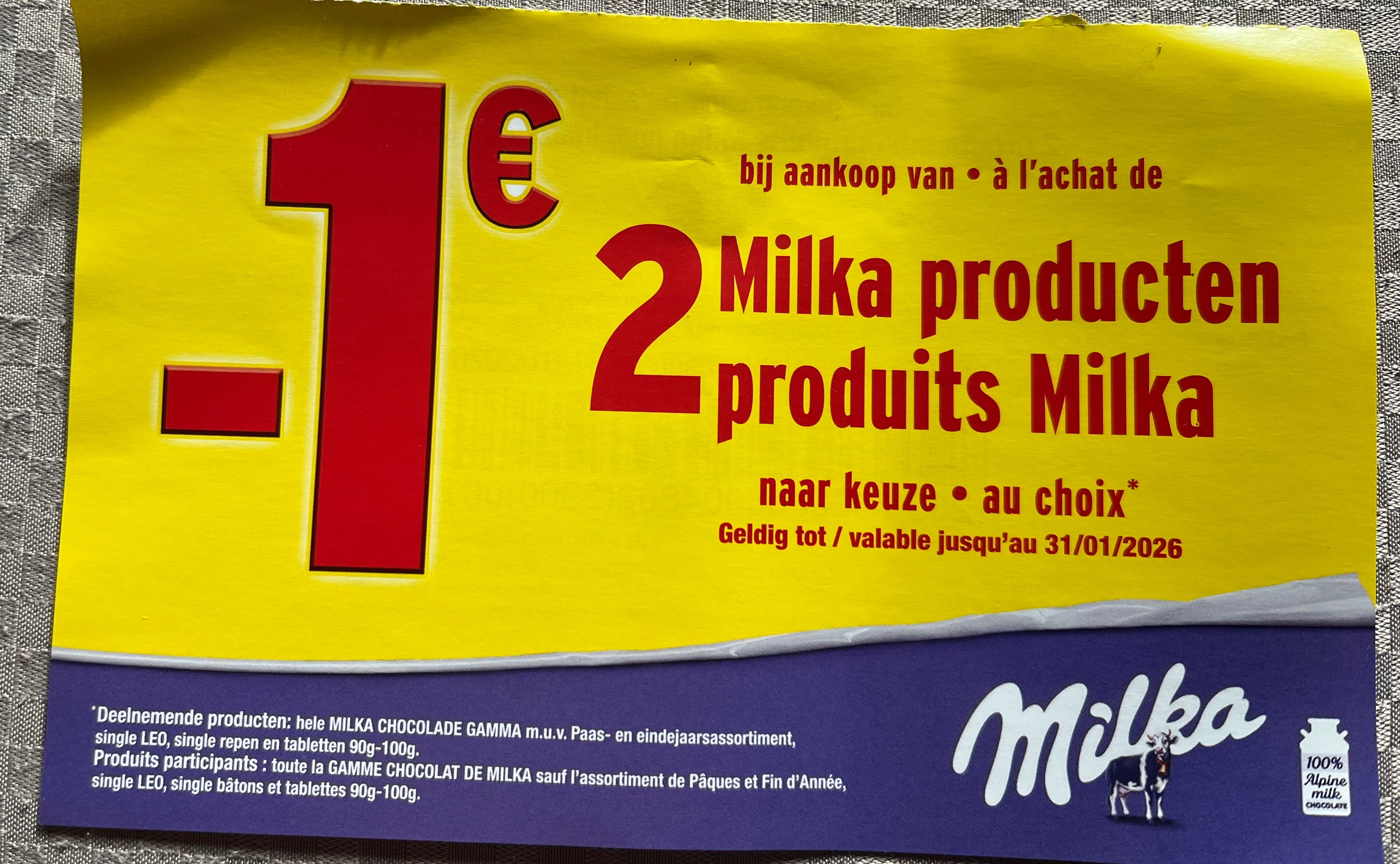 Coupon voor milka chocolade 🍫 gamma aan rek in Delhaize