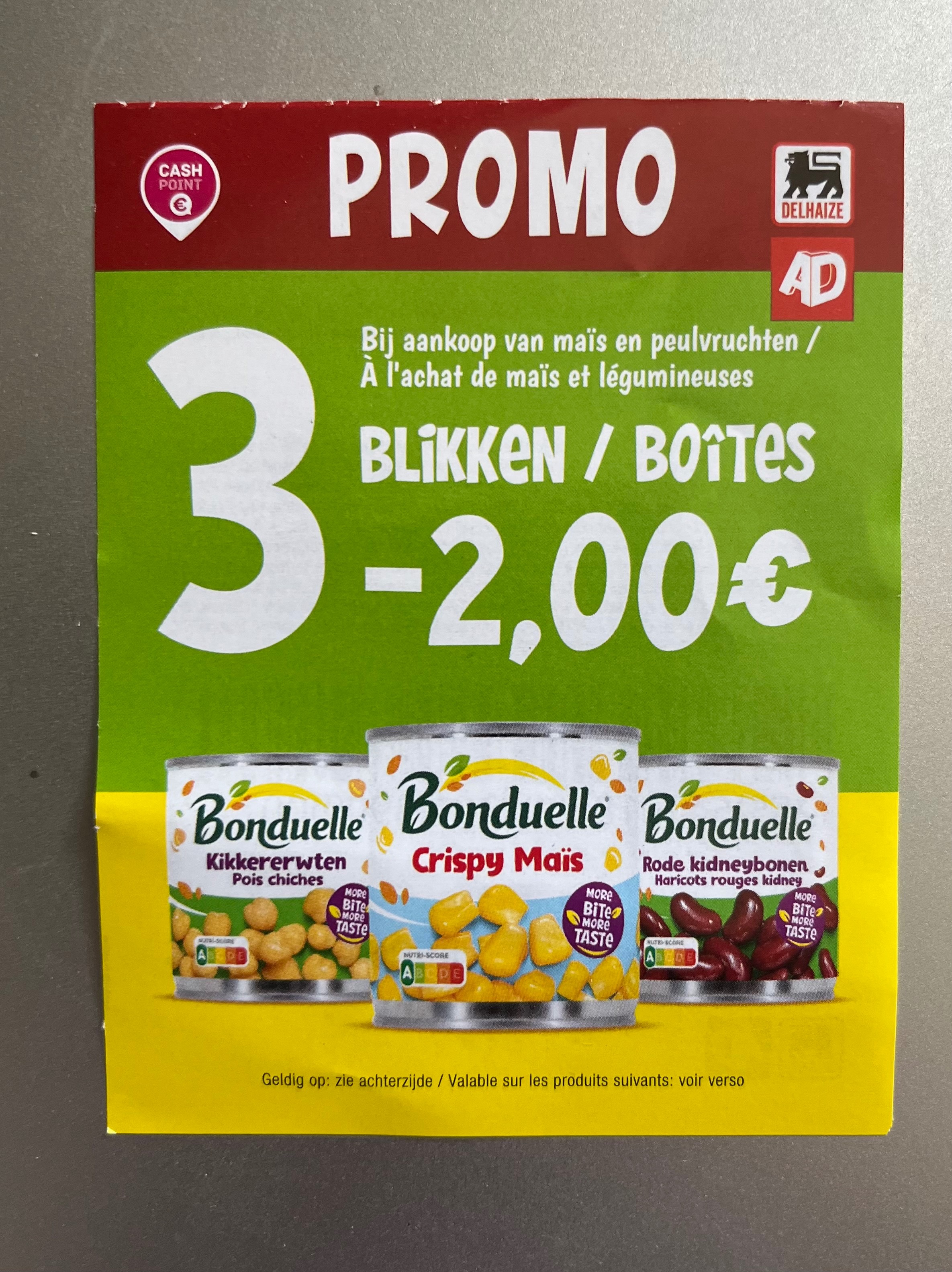 Coupon Bonduelle aan rek in Delhaize