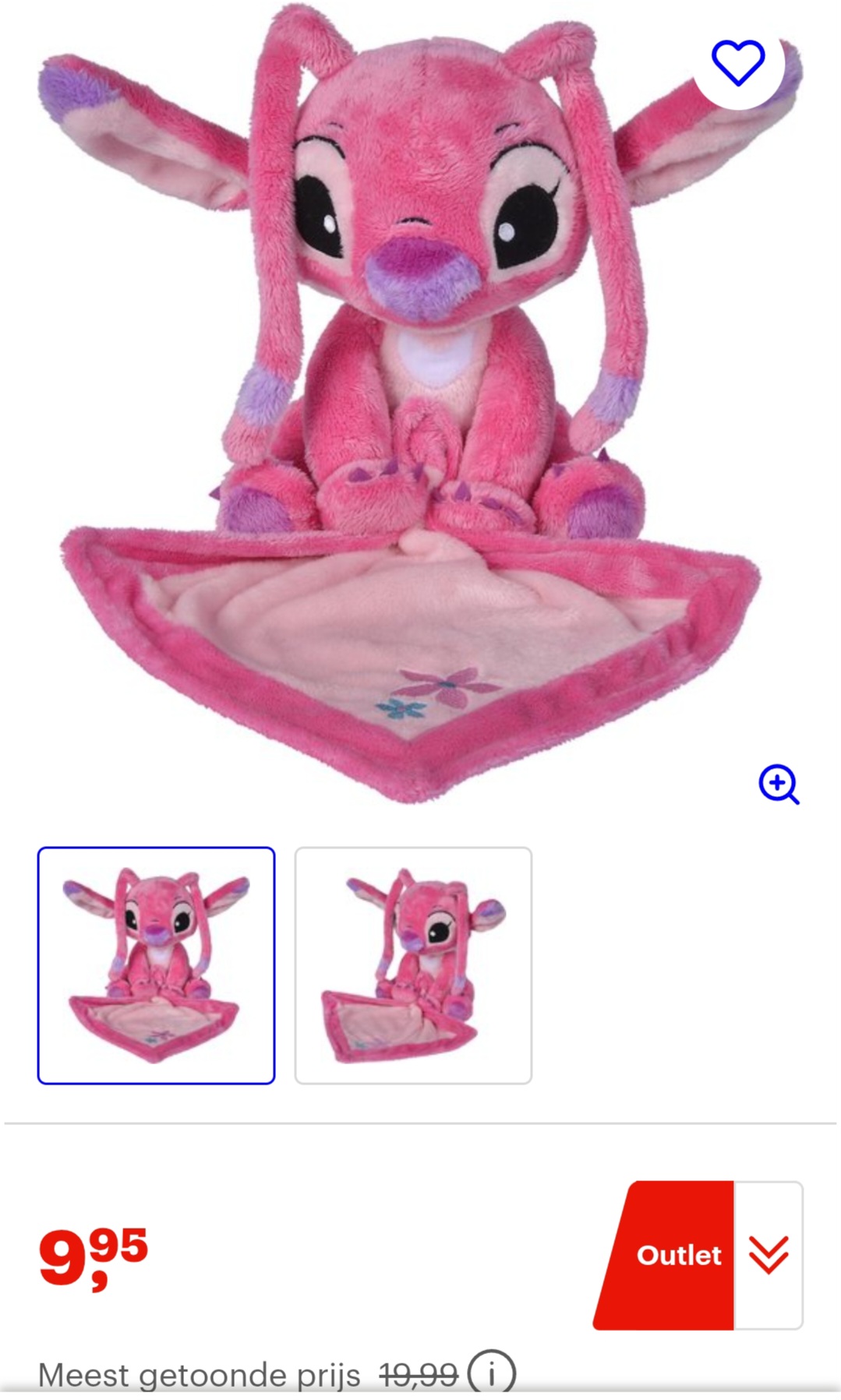 Disney Lilo & Stitch Angel knuffeldoek -50% bij Bol