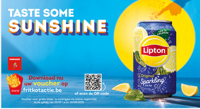 😋Gratis Lipton Ice Tea 🍹 in jouw deelnemende frituur 💙🤩