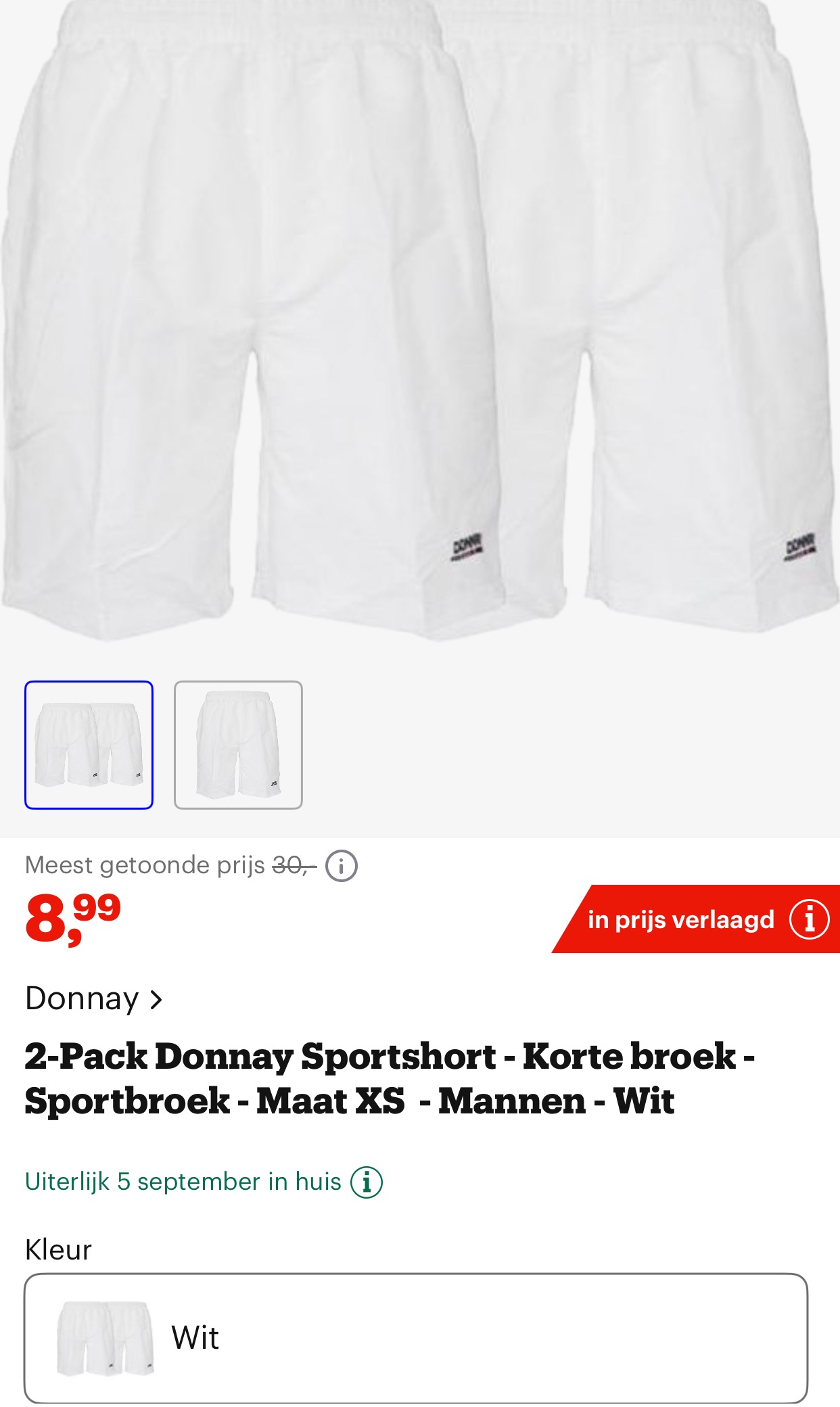 2-Pack Donnay - Sportbroek - Maat XS - Mannen - Wit