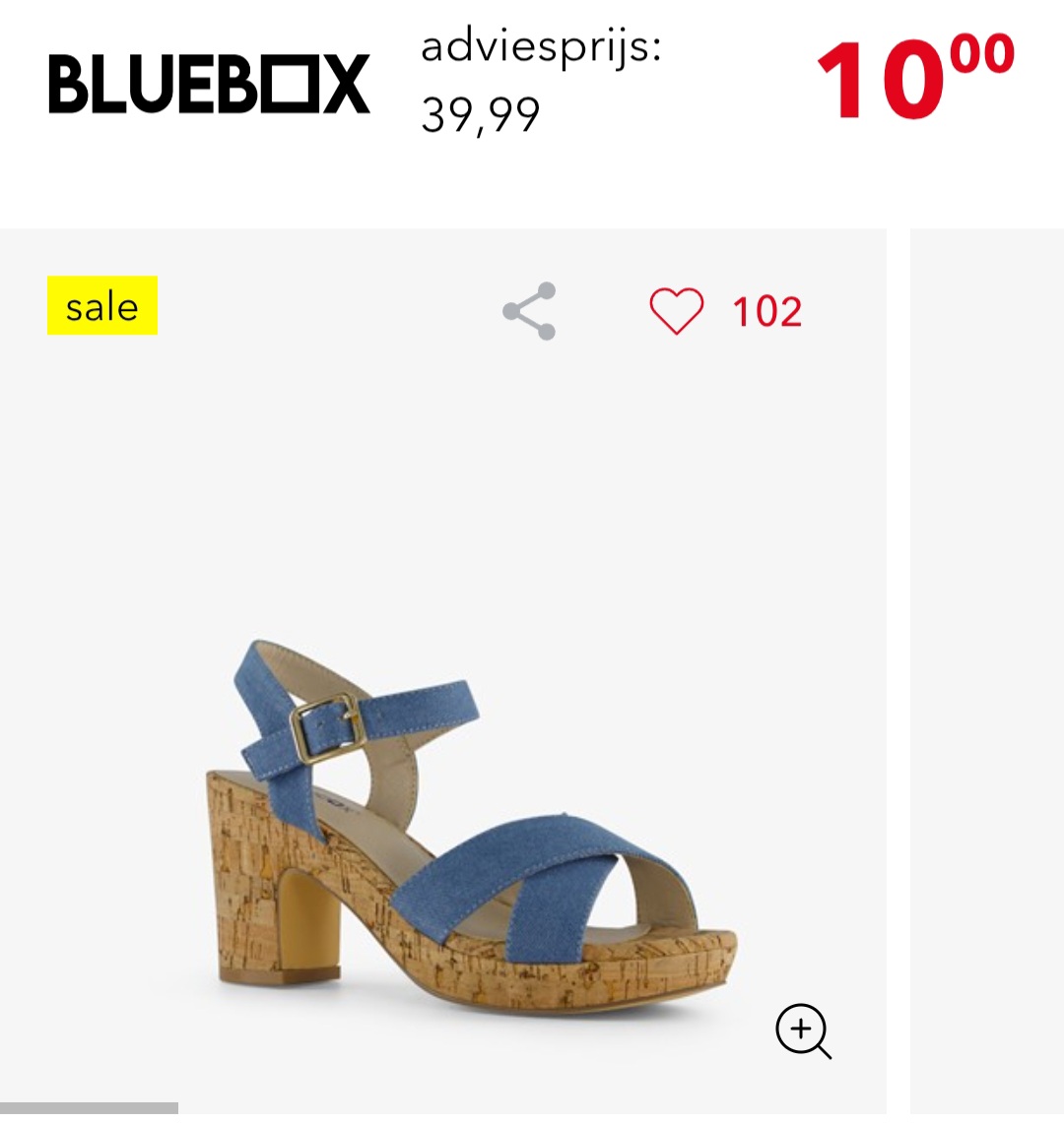 Bluebox denim blauw sandalen met hak -75%