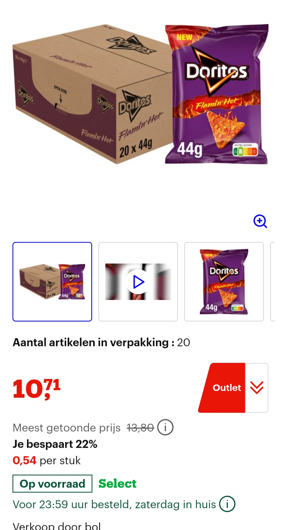 Doritos flamin hot 30x44g -22%