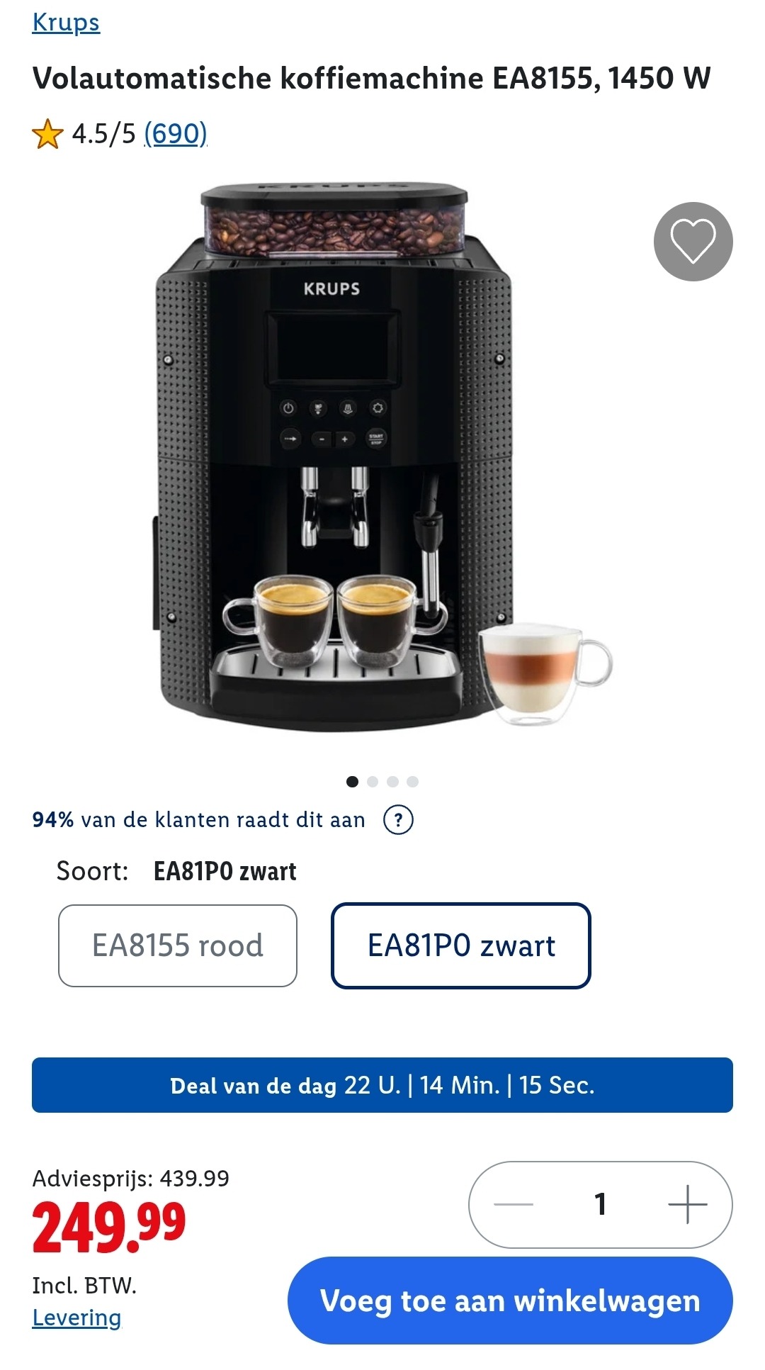 Dagdeal: Krups Volautomatische koffiemachine -43%
