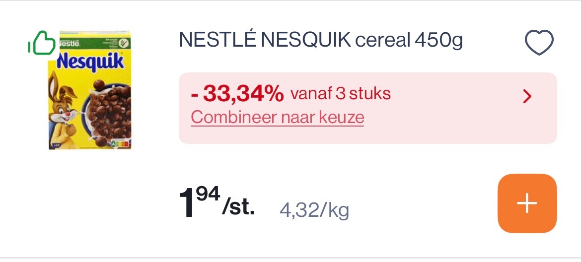 Nestlé Nesquick Cereal en Lion ontbijtgranen goedkoper met 33,34% korting bovenop