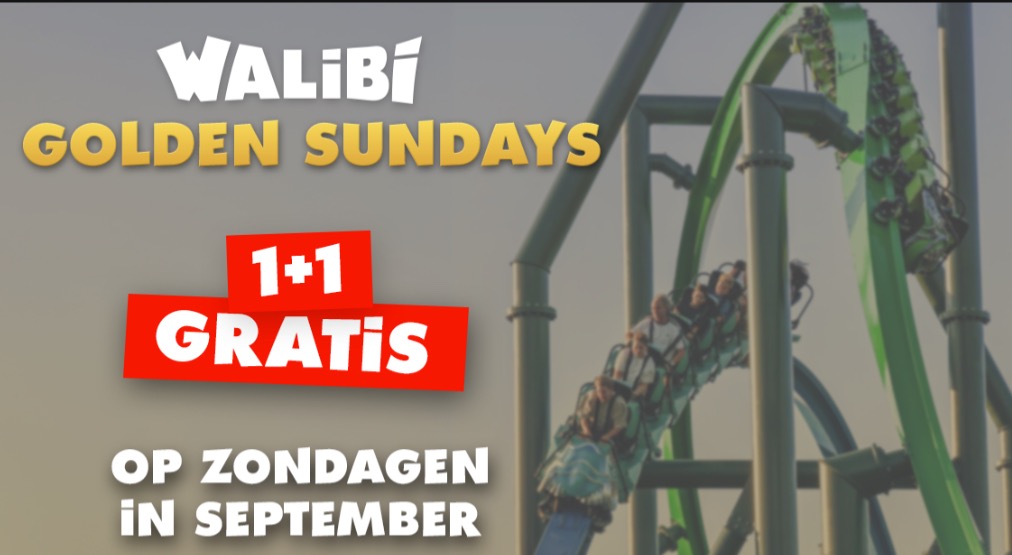 Zondagen september 1+1 gratis Walibi Holland