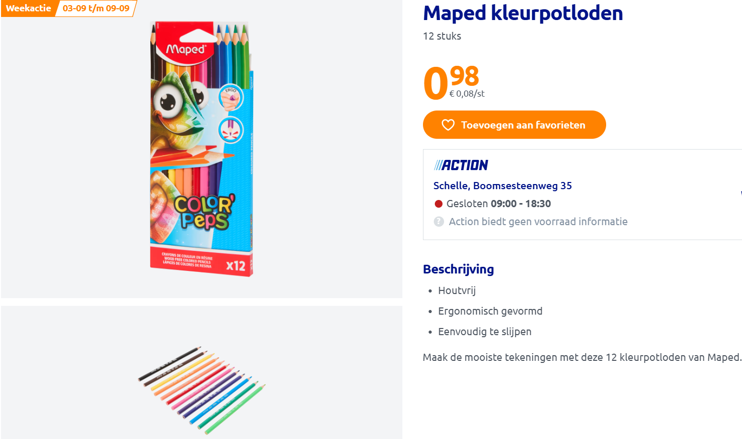 12 Maped kleurpotloden voor maar €0,98 bij Action