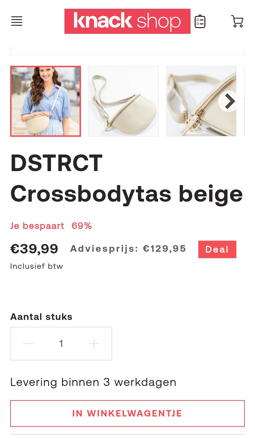 DSTRCT Crossbodytas beige 69% in de Knack shop