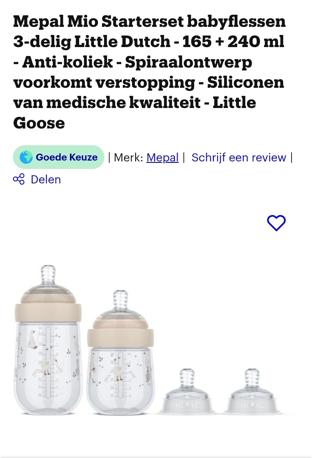 Mepal Mio Starterset babyflessen -48% bij Bol