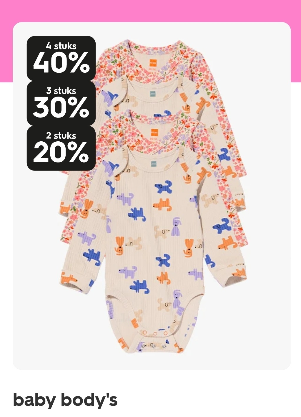 Baby body's tot 40% korting bij Hema