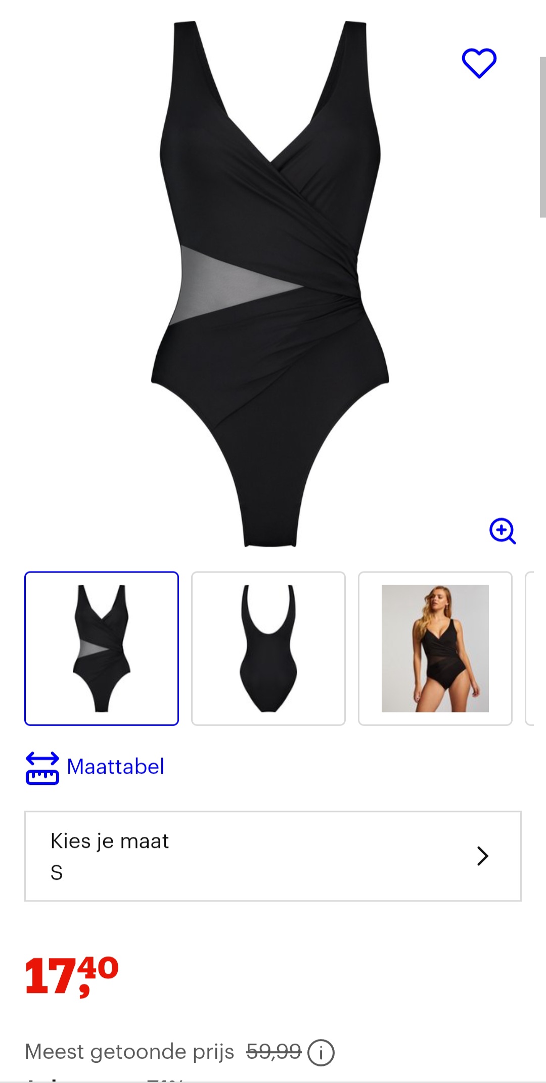 Hunkemöller zwart badpak maat S -71%