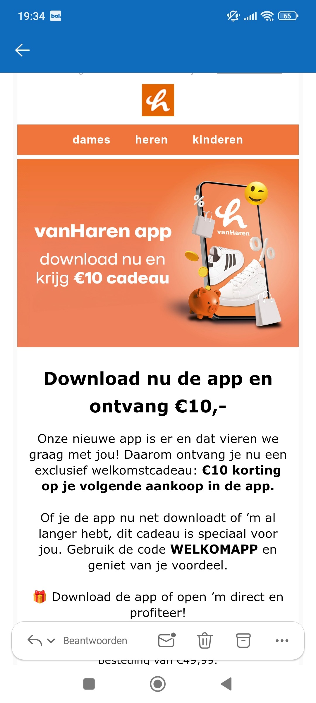 €10 korting in de vanharen app