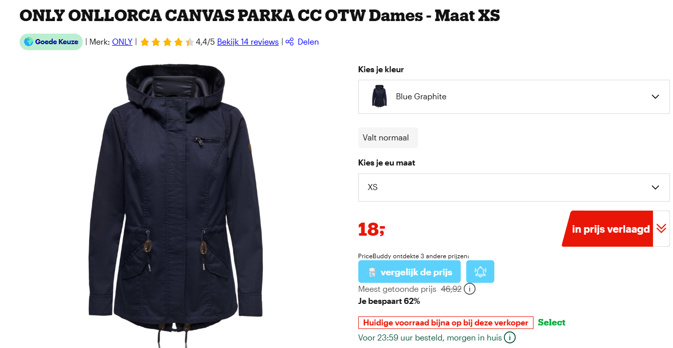 Parka Only, maten XS en S aan €18,00 bij Bol