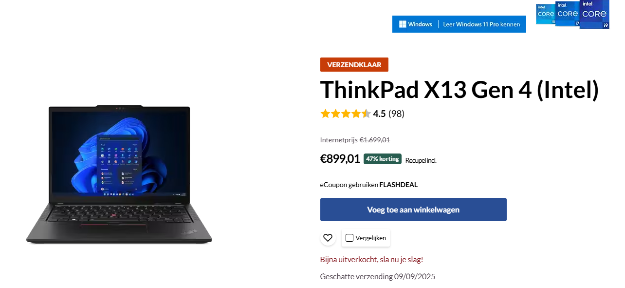 Flash Sale: tot 47% korting bij Lenovo op een grote selectie