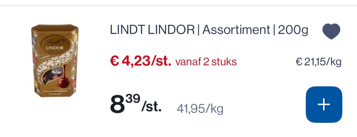 Lindt Lindor assortiment 200 gram -50%