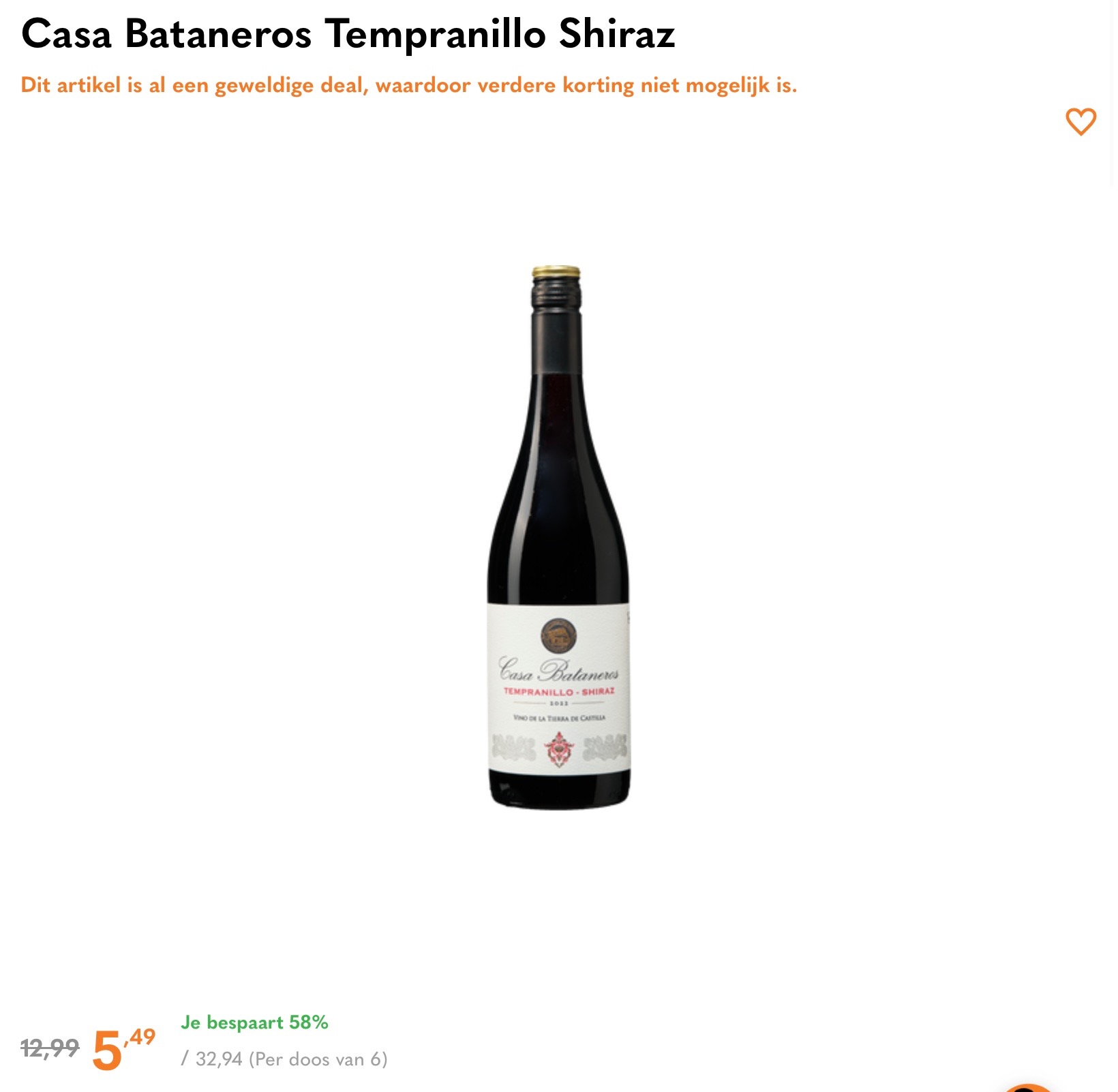 Casa Bataneros Tempranillo Shiraz