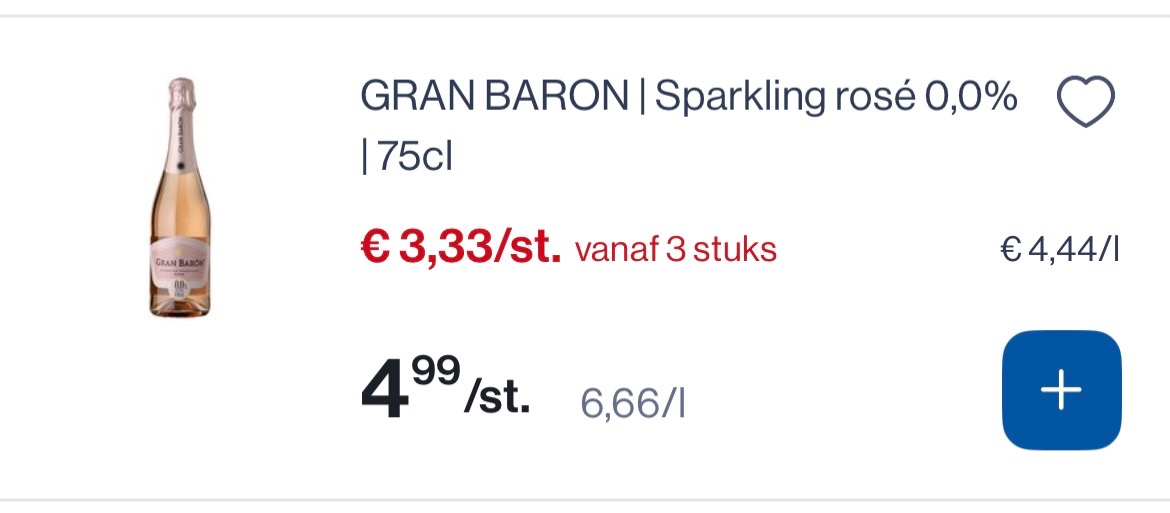 Gran baron sparkling Rose 0,0% goedkoper