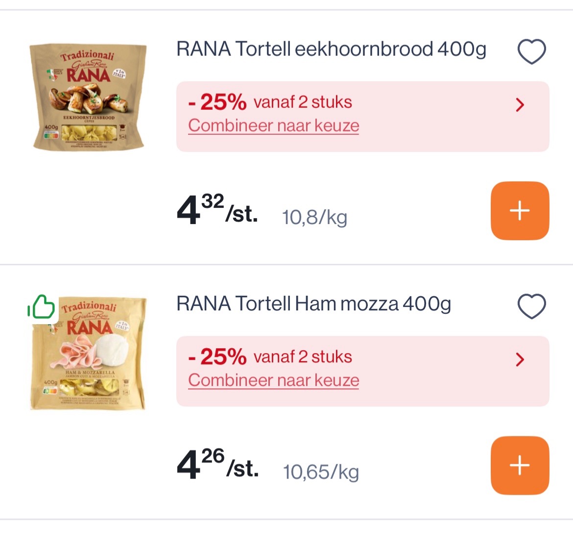 Rana gevulde pasta goedkoper
