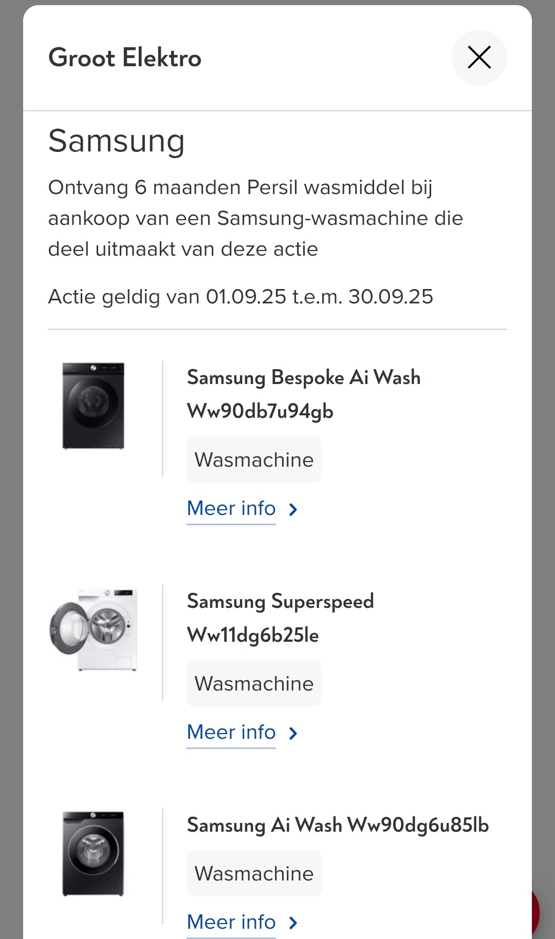 Persil wasmiddel gratis bij aankoop Samsung wasmachine bij Vanden Borre