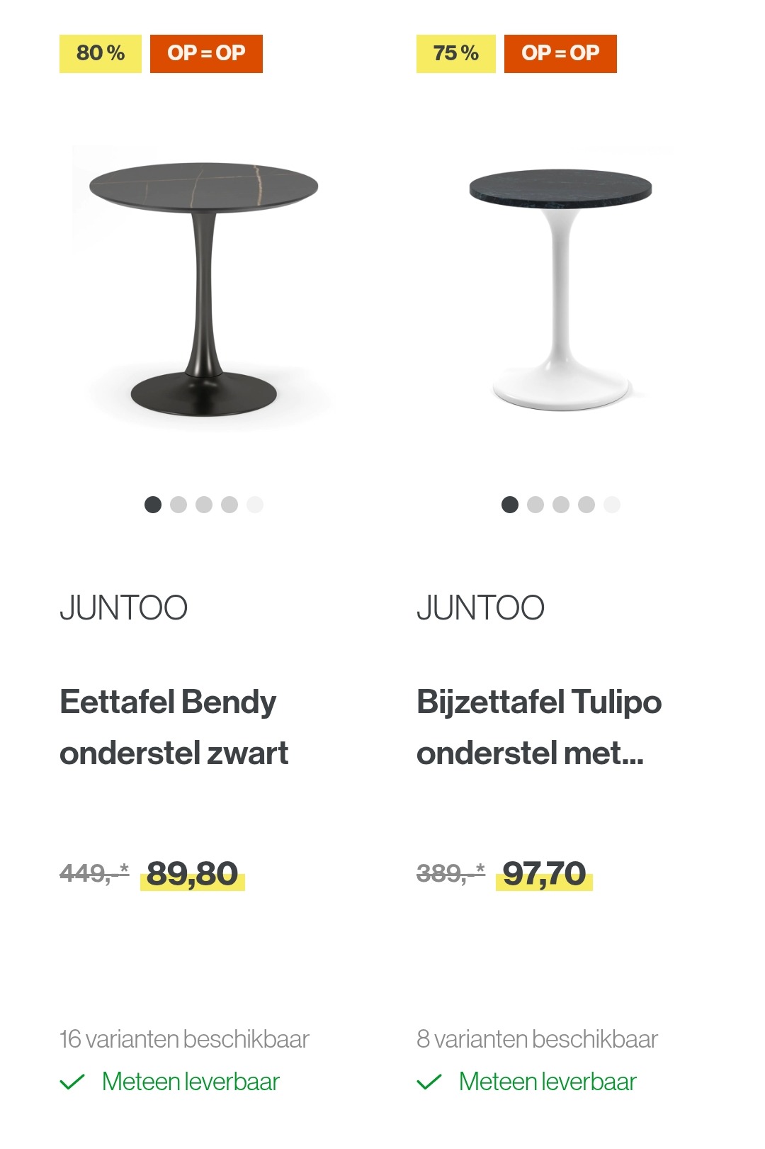 Eindereeks bij Juntoo tot 83%
