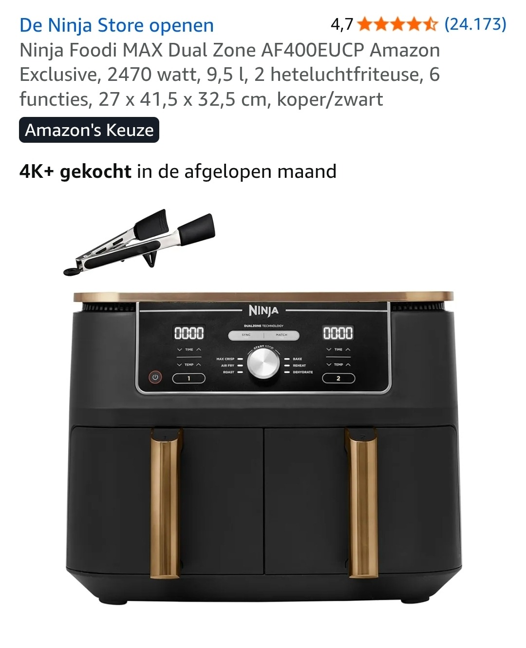 Ninja Foodi MAX Dual Zone AF400EUCP 9,5L