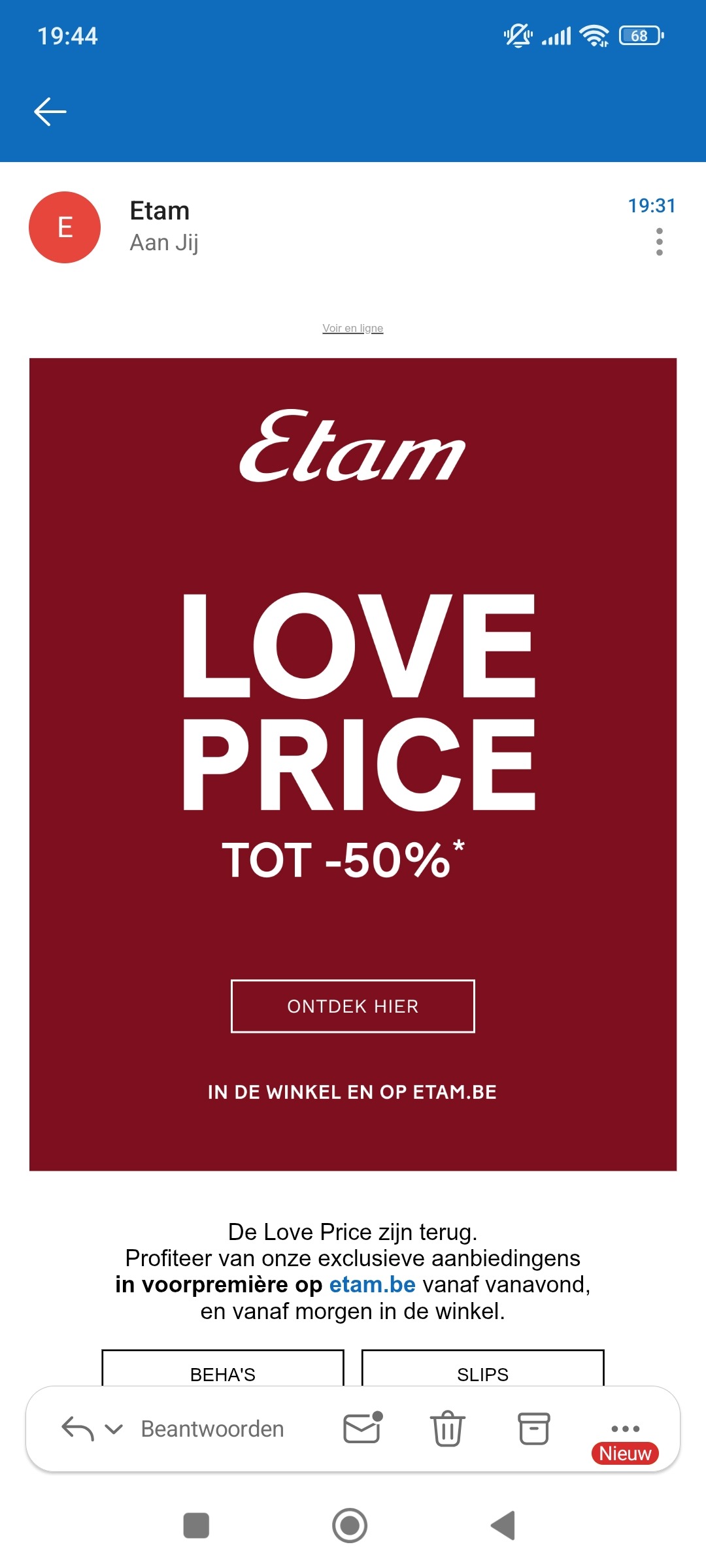 Etam: tot -50% korting