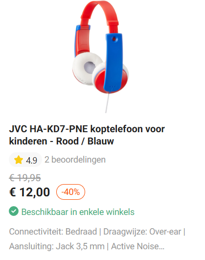 JVC koptelefoon voor kids 🩵❤️ -40% bij Krëfel