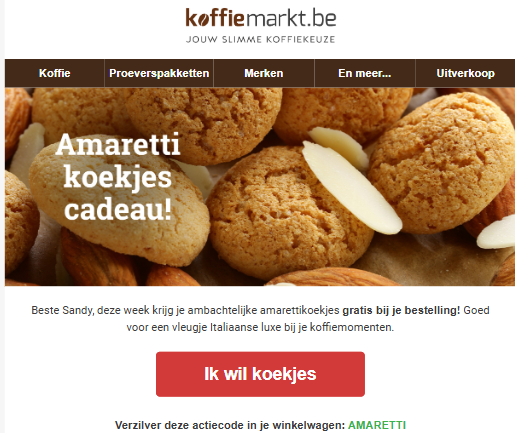 Gratis amarettikoekjes bij Koffiemarkt