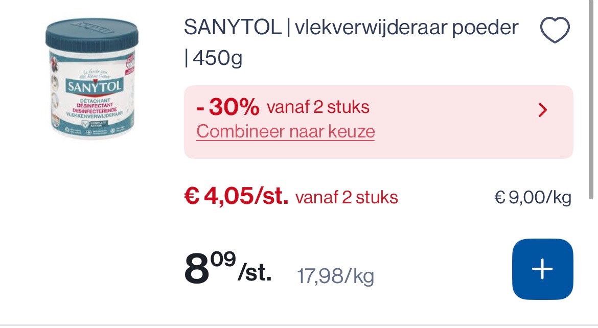 Sanytol vlekverwijderaar poeder 450 gram -50% extra