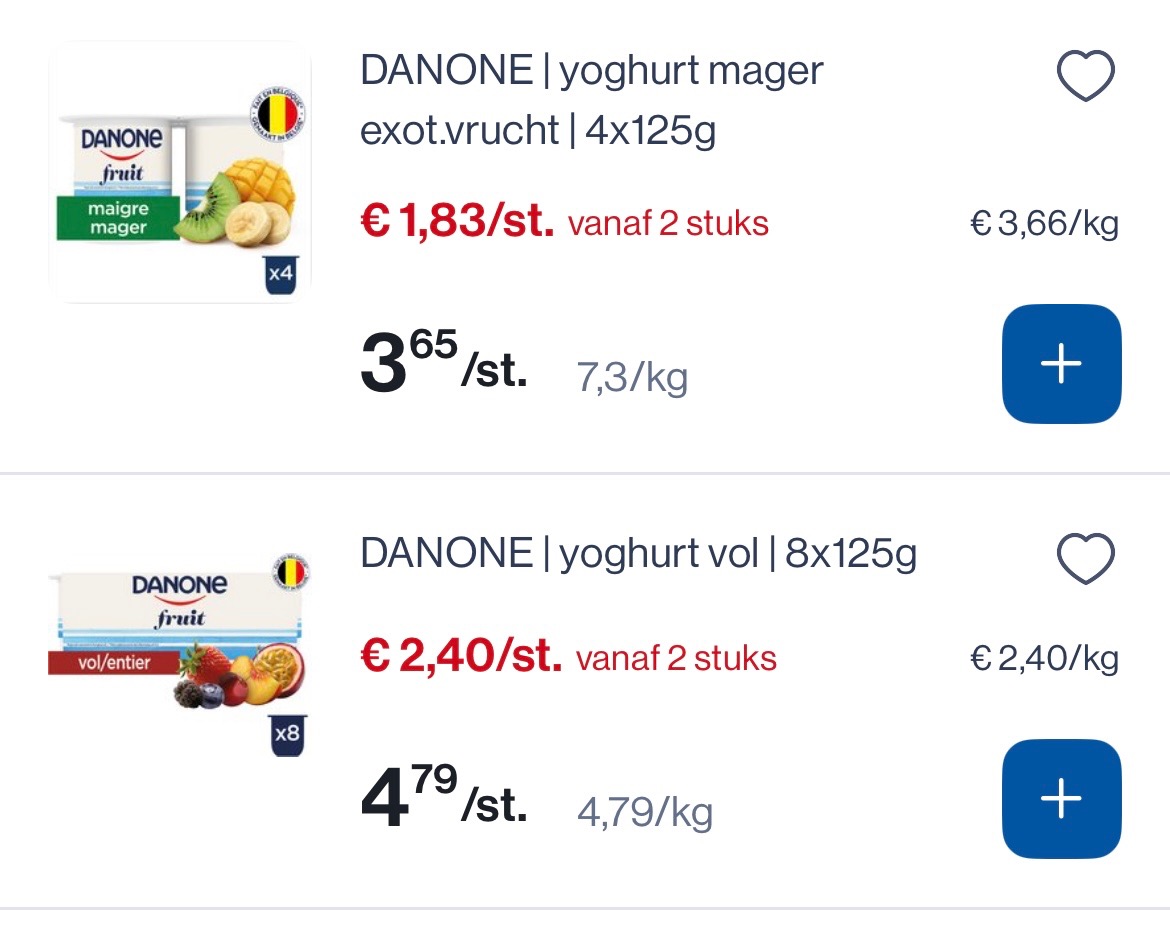 Verschillende Danone yoghurt -50%