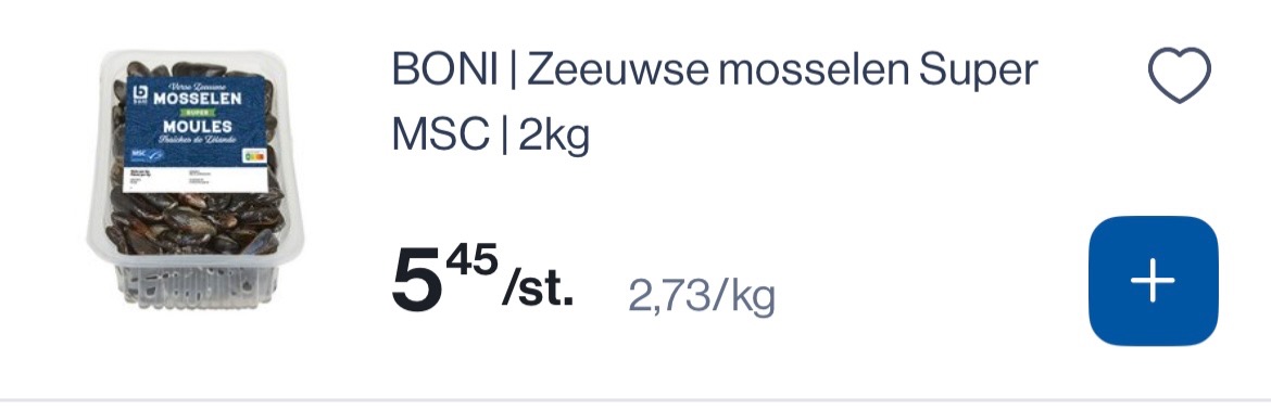 Boni zeeuwse Mosselen super 2 kg goedkoper