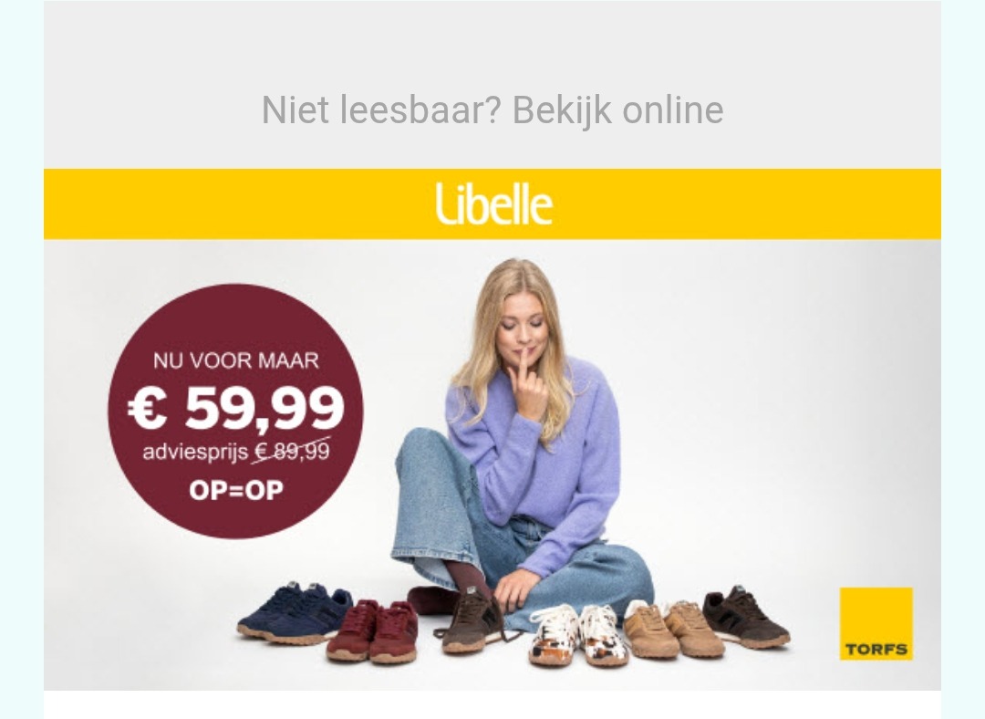 Trendy sneakers van Torfs met €30 korting