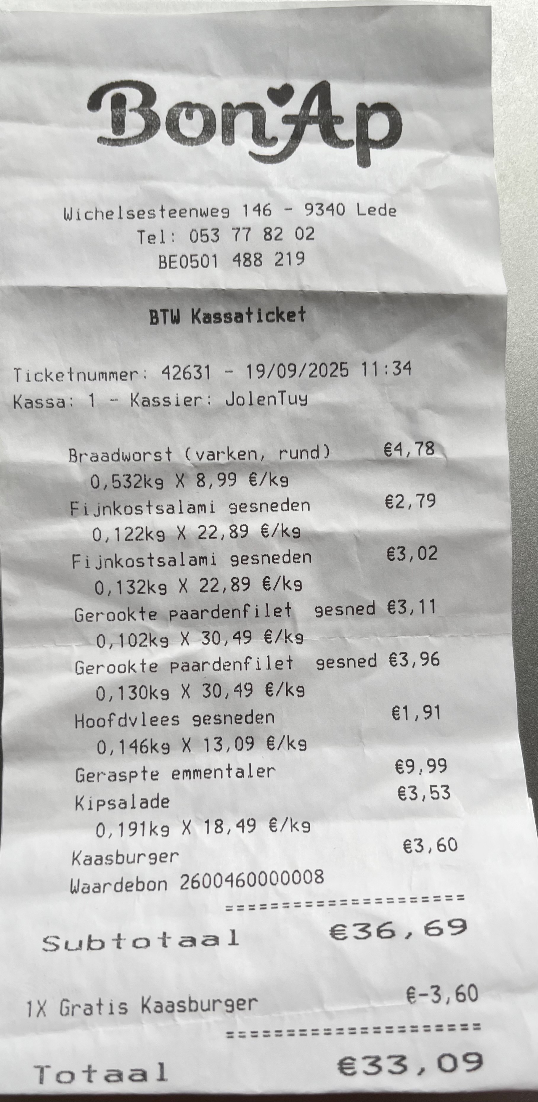 Gratis kaasburger bij bon ap