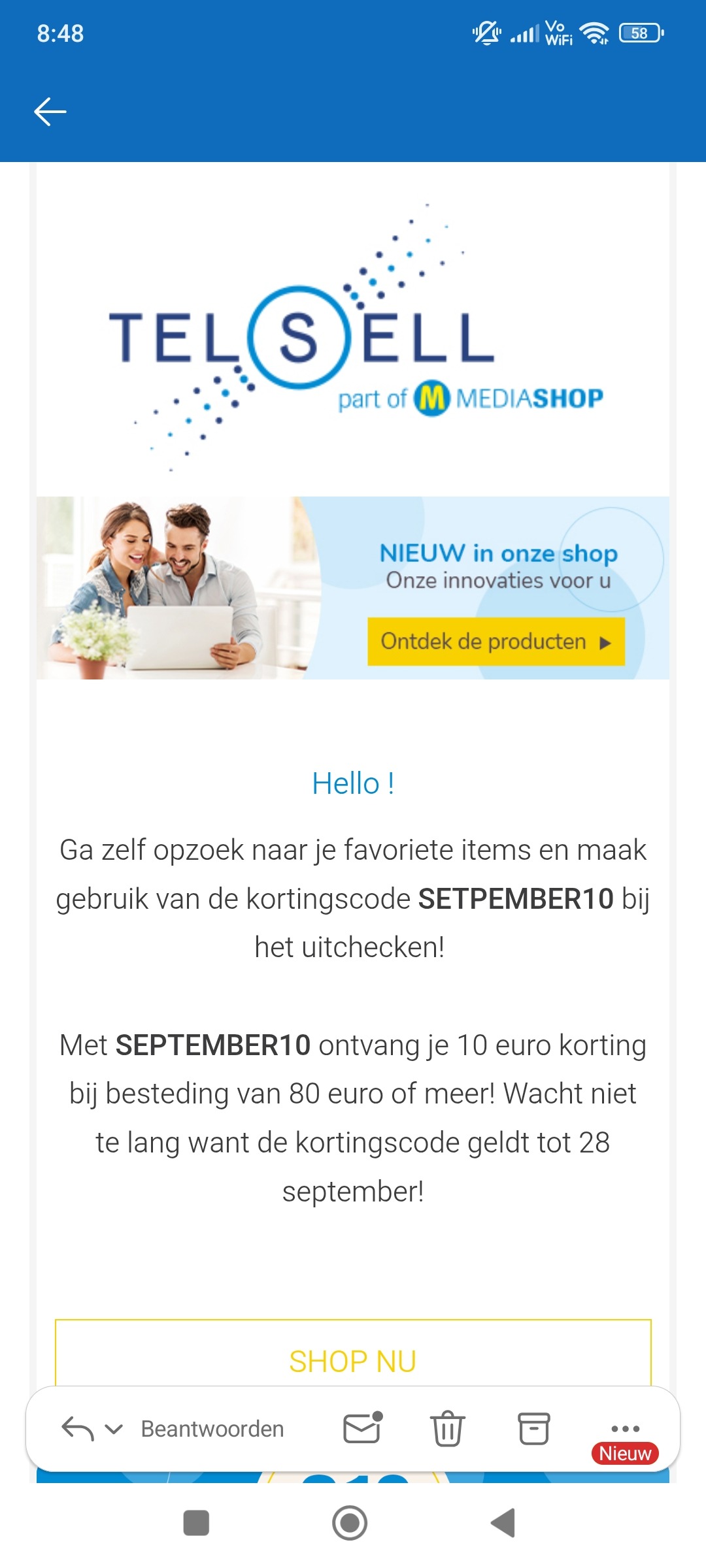 €10 korting bij tel sell