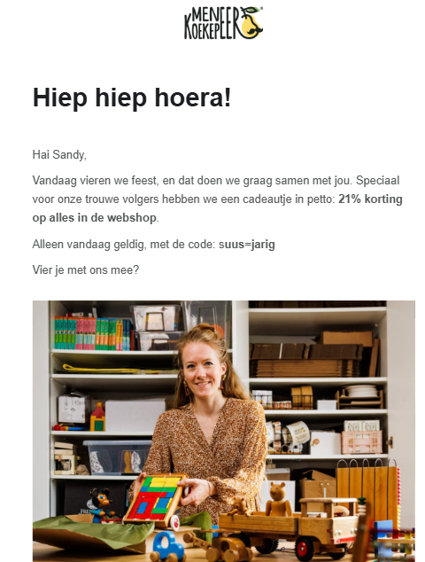 21% korting bij Meneer Koekepeer