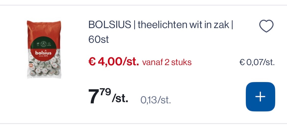 Bolsius witte theelichtjes 60 st goedkoper