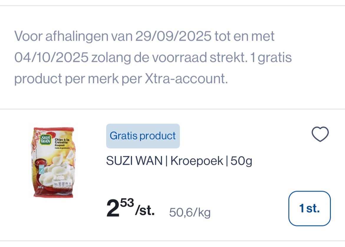 Gratis Suzi wan kroepoek 50 gram bij Collect en go