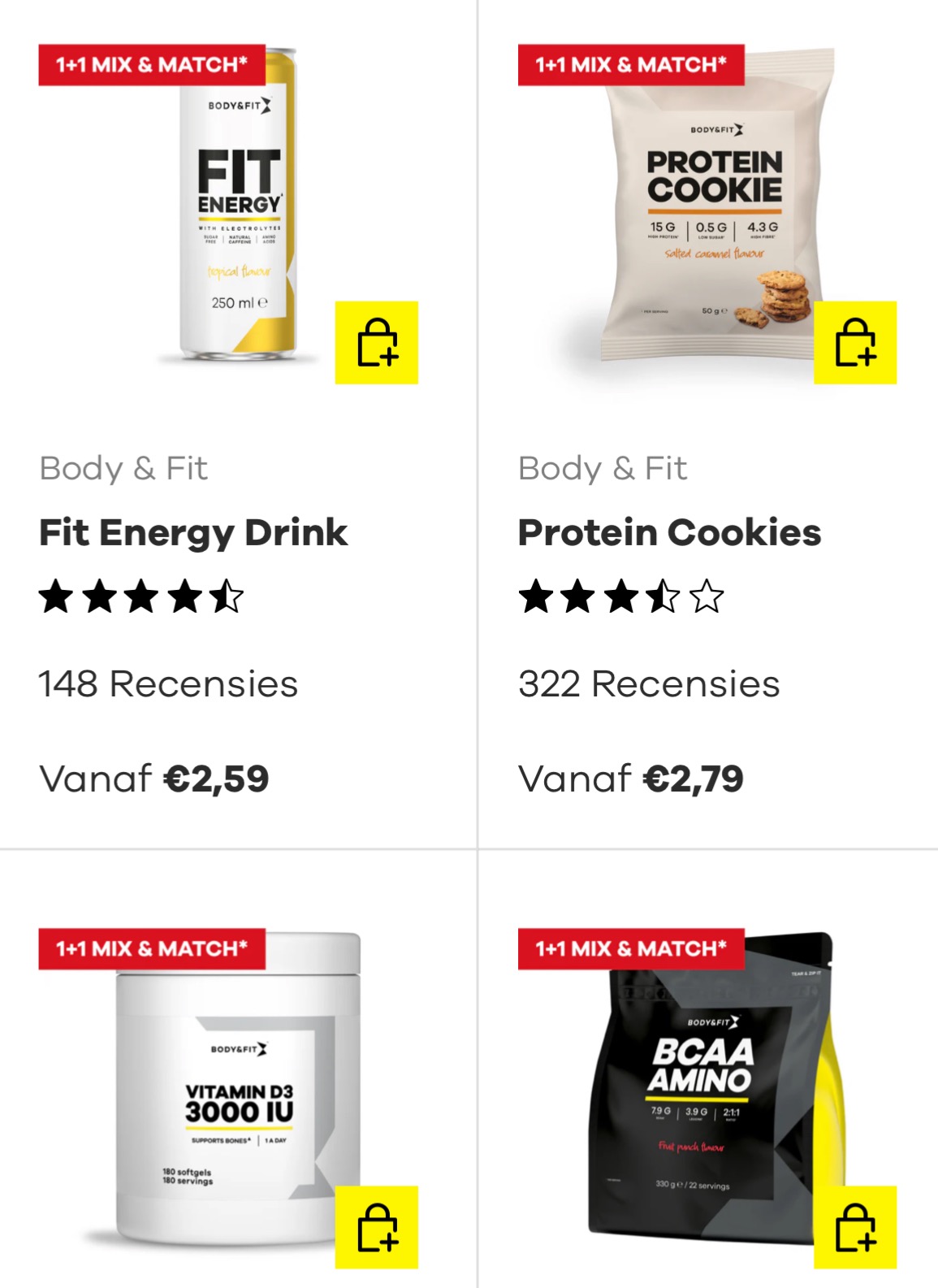 1+1 gratis body&fit artikelen