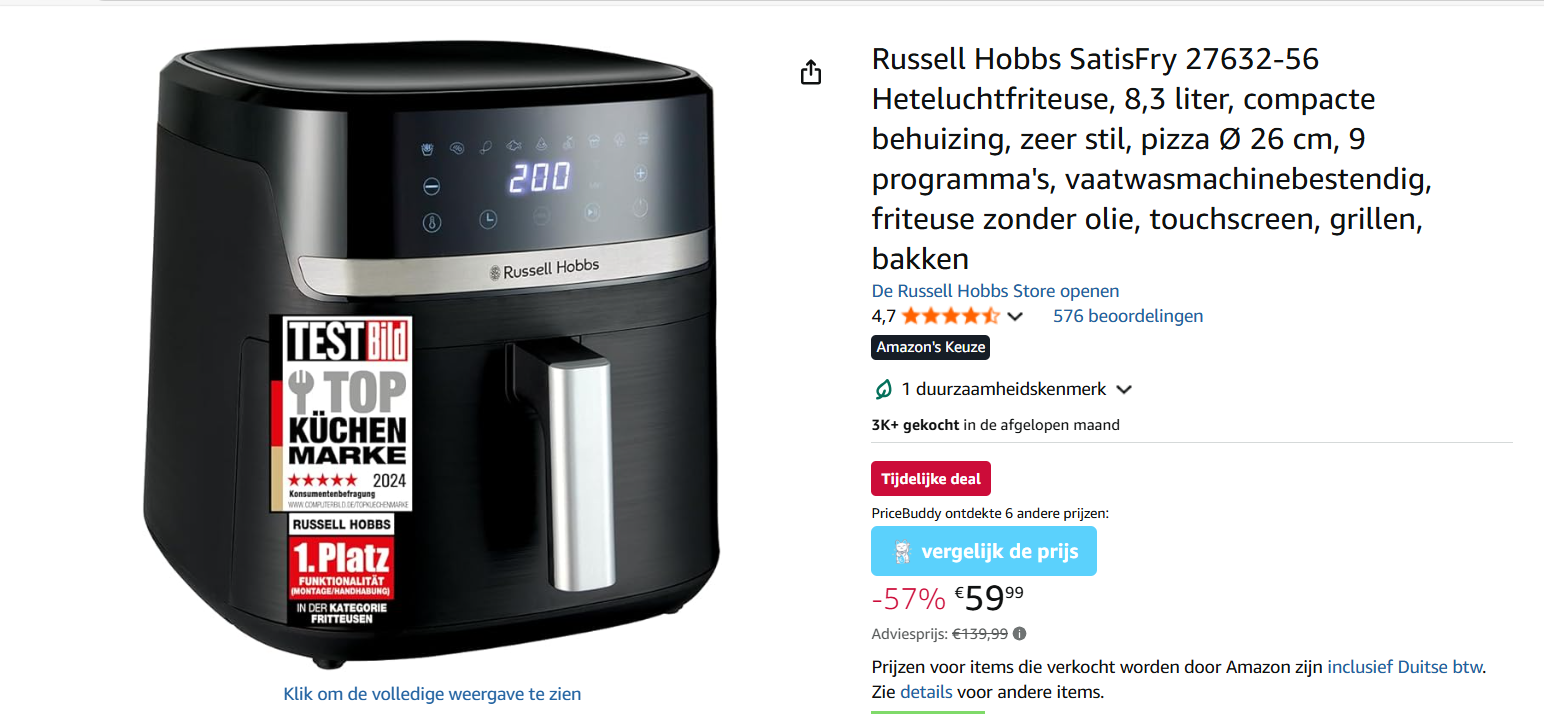 Airfryer Russell Hobbs 59.99€