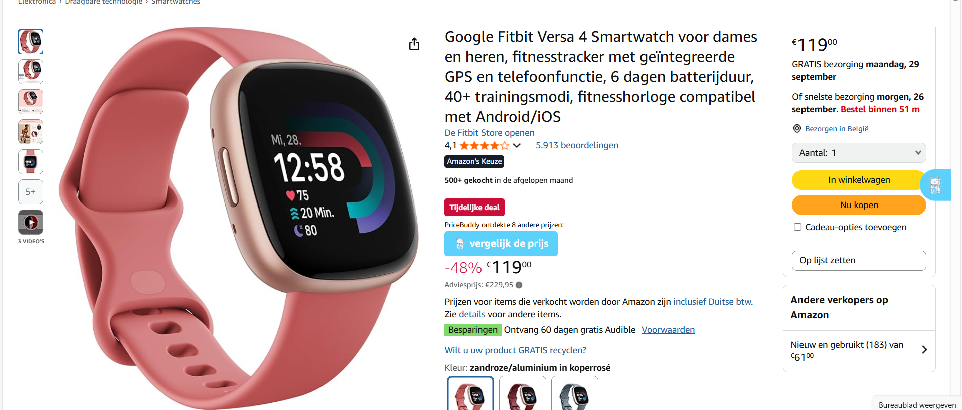 Smartwatch Google versa 4 dames en heren