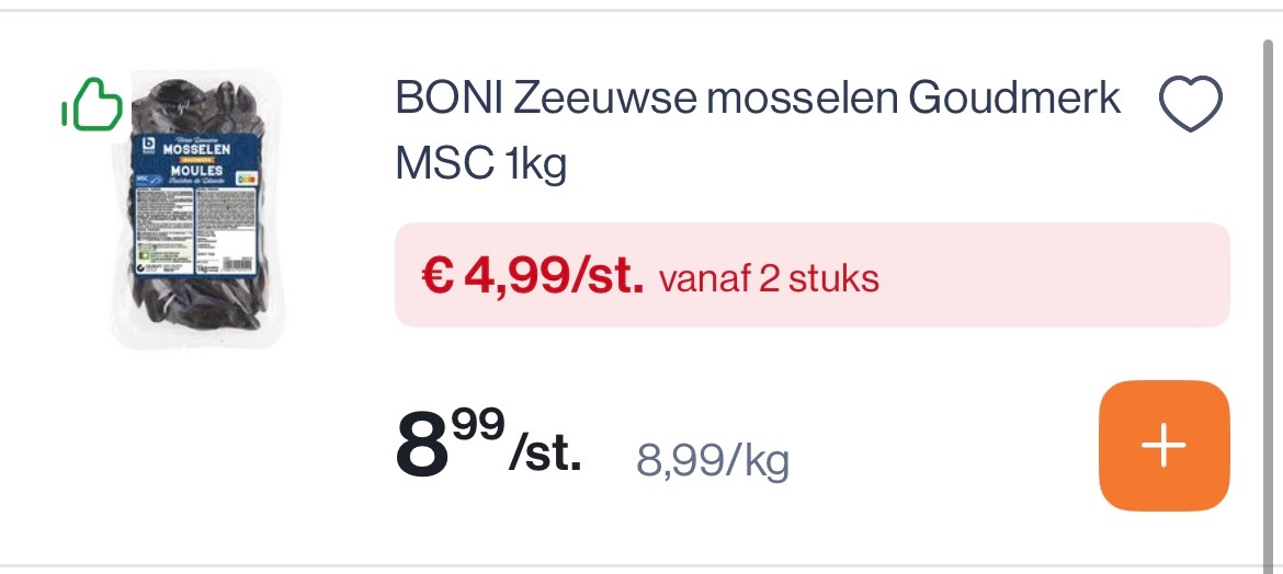Boni zeeuwse Mosselen goudmerk voor 4,99€/kg