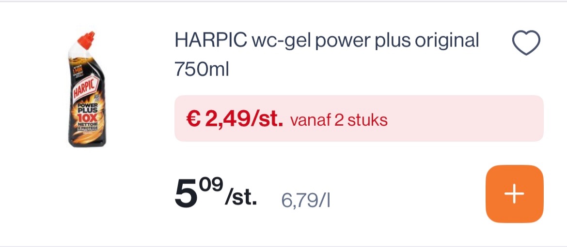 Harpic wc gel en toiletblokjes goedkoper