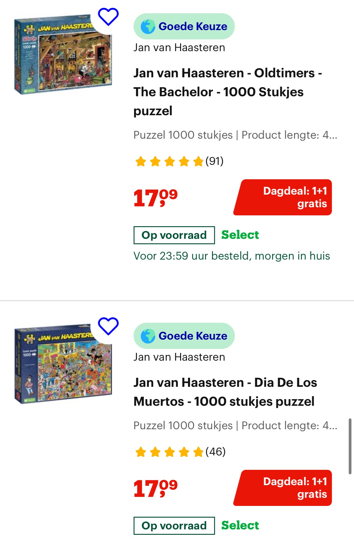 Dagdeal: 1+1 gratis op puzzels 🧩