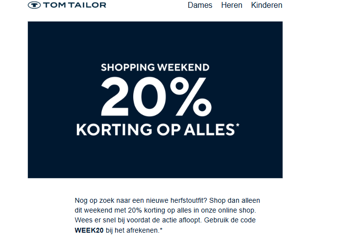 Tom Tailor: 20% korting
