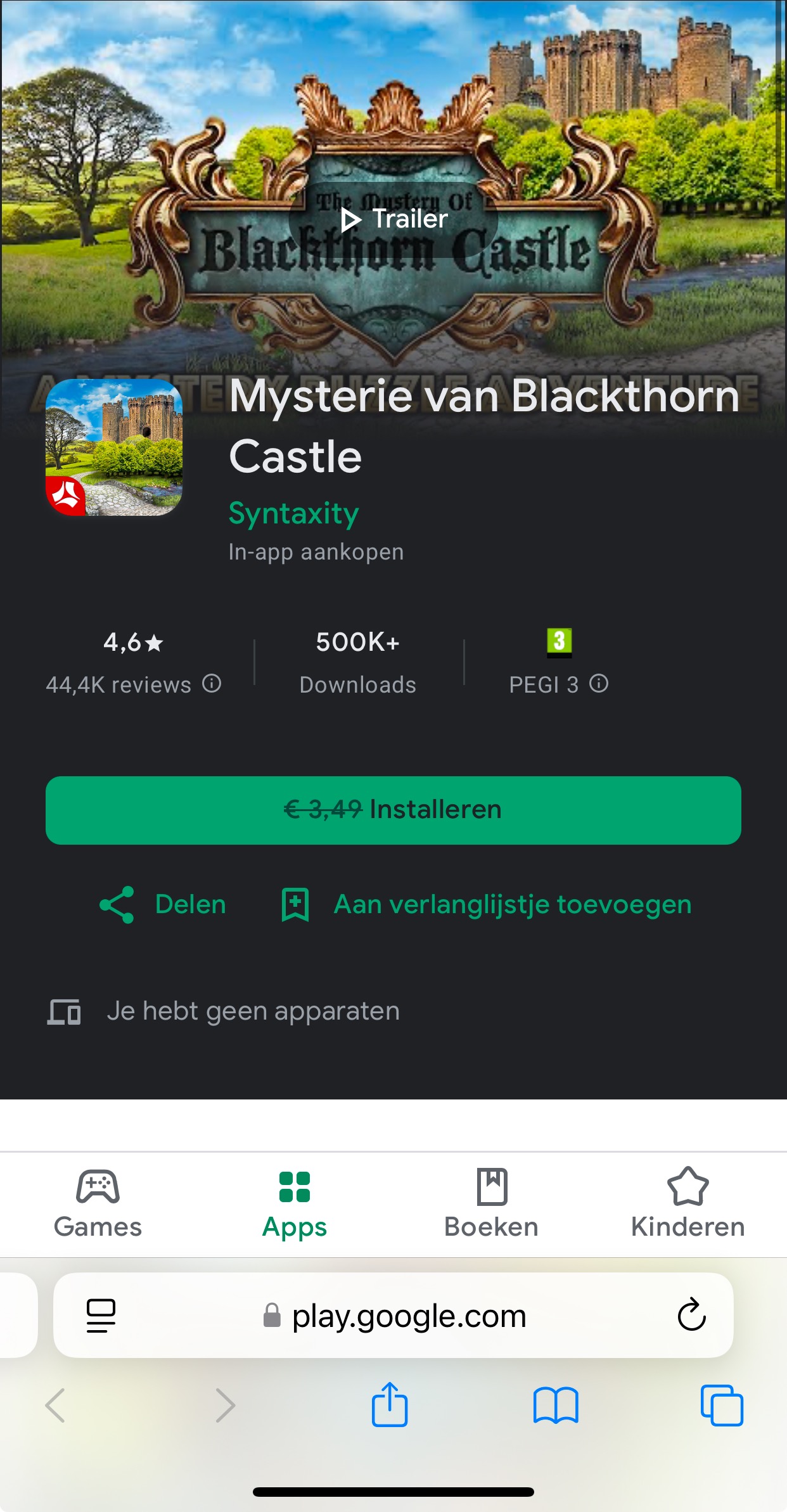 Google play: spel Mysterie van Blackthorn Castle gratis