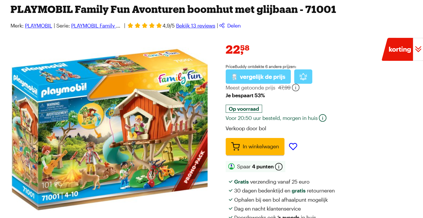 Playmobil boomhut met glijbaan -53%