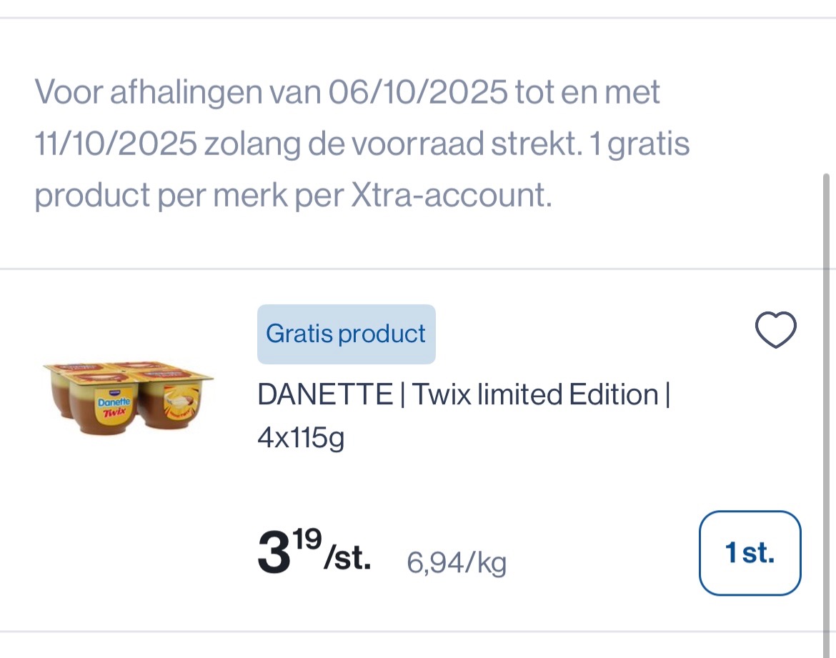 Gratis danette Twix limited edition bij Collect en go